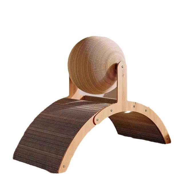 Bola de Madeira 2 em 1 para Gatos - Arranhador de Sisal e Brinquedo Durável