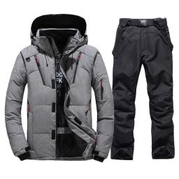 Novo inverno térmico esqui para baixo jaqueta terno de esqui dos homens snowboard babadores calças conjunto quente masculino snowmobile roupas para usar macacão - Image 2