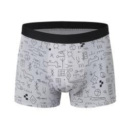 Roupa interior sexy para homens jovens, tamanho europeu e americano, shorts estampados, shorts para homens de meia idade, pacote 4 - Image 5