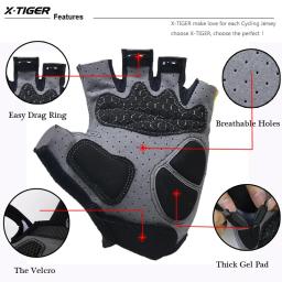 X-TIGER luvas de ciclismo meio dedo pro luvas de corrida 3d almofada de gel homem mulher respirável antiderrapante luvas esportivas mtb bicicleta mitten - Image 2