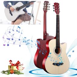 Guitarra Acústica com Kit Inicial e Gig Bag, Instrumento Musical de 6 Cordas de Madeira, Acessórios para Iniciantes e Adultos, Crianças, 38" - Image 2