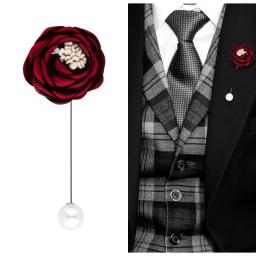 Alfinetes de lapela de casamento para homens e mulheres, broche floral, broches de pérolas, rosa feito à mão, moda coreana, 4 cores, cavalheiros - Image 1