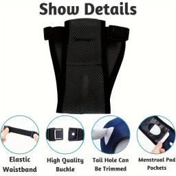 Fraldas para cães ajustáveis respiráveis, fraldas para cães femininos com 3 almofadas de reposição, ideais para cães no calor, menstruação, incontinência - Image 4