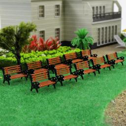 10 pçs modelo trem ho tt escala 1:87 banco cadeira sofá parque de rua layout modelo banco de parque mini jardim ornamento banco de parque artesanato - Image 1