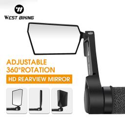 West biking bicicleta espelho retrovisor dobrável liga vice lidar com barra de ciclismo termina rotação 360 ° mtb bicicleta hd guiador retrovisor - Image 1