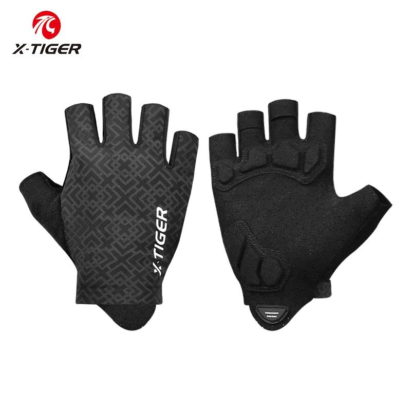 Ciclismo antiderrapante anti-suor das mulheres dos homens luvas de meio dedo respirável anti-choque luvas esportivas bicicleta luva corrida fitness spo - Image 1