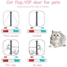 Porta do animal de estimação inteligente 4 maneira bloqueio de segurança abs plástico gato do cão aleta porta interruptor controlável direção portas pequeno animal estimação suprimentos - Image 3