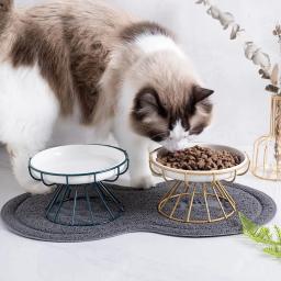 Tigela de cerâmica para animais de estimação, tigela de metal para gato, tigela de cerâmica para alimentação, lanche, prato de comida enlatada, anti-espondilose cervical, bacia de alimentos - Image 1