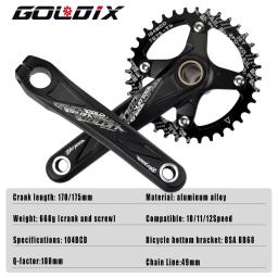 Goldix 104bcd dentes largos e estreitos pedaleira de bicicleta 170/175mm manivela redonda/oval anel de corrente 32t/34t/36t/38t pedaleira de bicicleta - Image 2