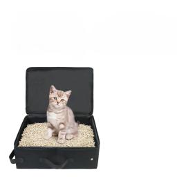 Dobrável Travel Cat Litter Box com tampa e alça, suprimentos para casa automática, toda a temporada - Image 6