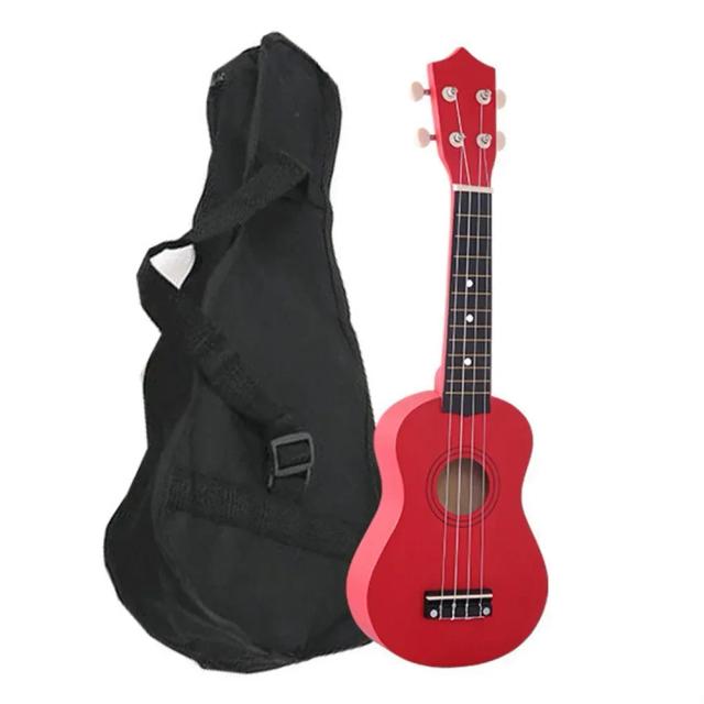 Guitarra Ukulele Soprano de Madeira com Saco - 4 Cordas Multicor para Iniciantes, Ideal como Presente para Crianças, 21 Polegadas