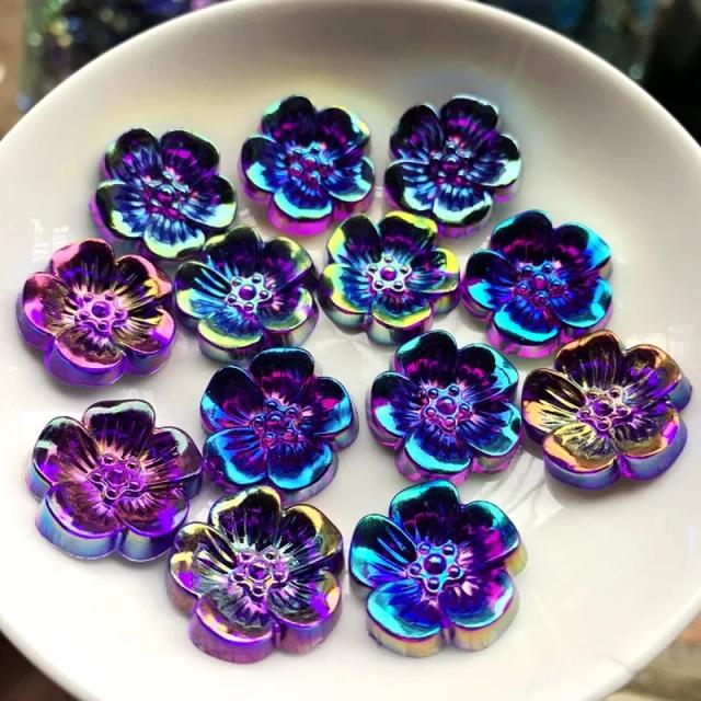 Pacote com 10 Contas de Flor em Strass Acrílico de 19mm para Decoração DIY com Apliques de Cristal