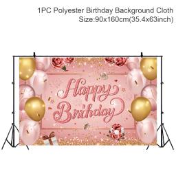 Decoração de festa de fundo rosa, Happy Birthday Banner, Tema adulto, Pano de fundo, 16, 18, 20, 21 - Image 2