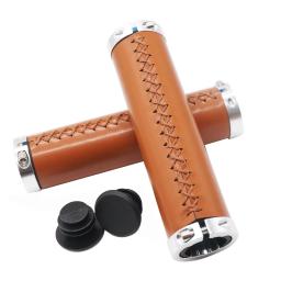 Universal PU Leather Bicycle Grip, amortecedor, bicicleta dobrável, scooter, guidão, retro, lazer - Image 5