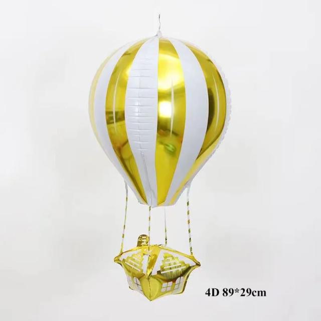 Decoração 4D de Balão de Ar Quente para Aniversários, Casamentos e Dia dos Namorados - Balões de Folha de Hélio de Alumínio (89x29cm)