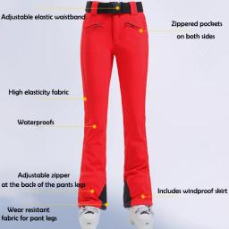Calças de esqui femininas esporte geral à prova de vento à prova dwindproof água roupas de neve montanha magro snowboard wear ao ar livre inverno calças de esqui - Image 4
