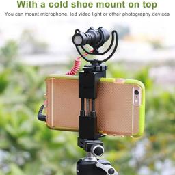 Alumínio telefone tripé Mount w Cold Shoe Mount, suporte vertical e horizontal, grampo ajustável universal para iPhone 12 11 Pro - Image 5
