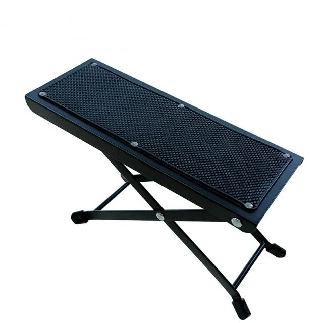 Apoio para os pés ajustável, antiderrapante e dobrável para guitarra em metal preto