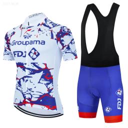 Conjunto de camisa de ciclismo 2023 fdj ciclismo terno da bicicleta manga curta roupas ciclismo maillot camisa ciclismo bib shorts - Image 3