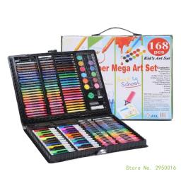 Lápis de cor Kits para crianças, Desenho portátil e conjunto de pintura, Arte e Artesanato Suprimentos, Arte para colorir, 168pcs - Image 1