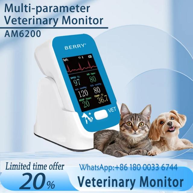 Monitor Veterinário Portátil AM6200 6 Parâmetros ECG NIBP SpO2 Bluetooth