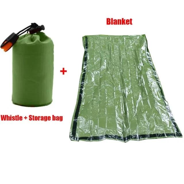 Saco de Dormir Portátil à Prova d'Água para Sobrevivência em Emergências, Acampamentos e Caminhadas com Cobertor Mylar e Kit de Primeiros Socorros