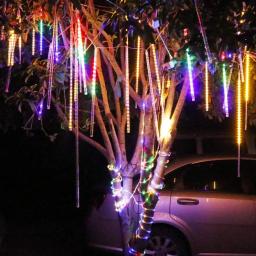 Luzes LED Meteor Shower, guirlanda impermeável, decorações de Natal, jardim, festa de casamento, decoração de ano novo, plugue UE, 8 tubos, 30 cm, 50cm - Image 3