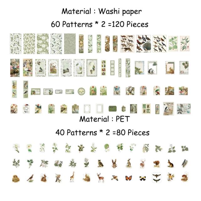 Kit Completo de Adesivos e Materiais para Scrapbooking: 200 Peças de Decoração Criativa para DIY e Artesanato