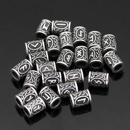 Viking Rune Metal Tubo Spacer Beads, Trança De Cabelo, Barba, Dreadlock, Pingente para Fazer Jóias DIY, Conjunto 24Pc - Image 5