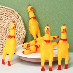 Frango squealing para pet, borracha amarela mastigar brinquedo para cachorro, brinquedo engraçado mastigar - Image 1