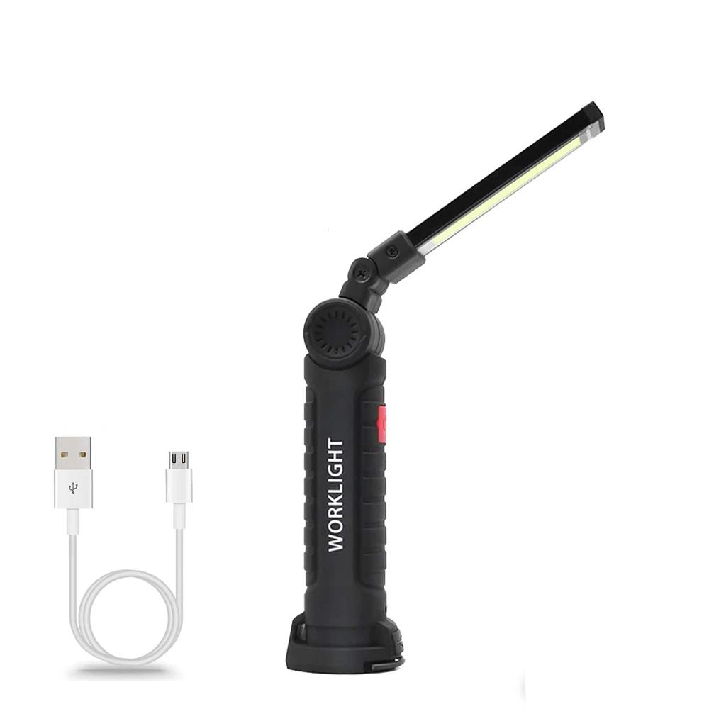 Nova cob portátil lanterna led usb recarregável luz de trabalho lanterna magnética lâmpada pendurada com bateria embutida tocha de acampamento - Image 1