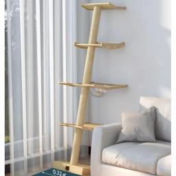 Grandes árvores e torres de madeira do gato, Arranhador para brinquedos para gatos, Gym Hiding House, Almofada de dormir, Almofada de resfriamento, Animais de estimação, Luxo - Image 3