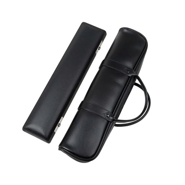 Bolsa de Couro Impermeável para Flauta com Tampa Portátil e Alça - Acessórios para Instrumento com 16 Buracos, Cor Preta