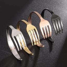 Pulseira de aço inoxidável Faca e Garfo Garfo para Homens e Mulheres, Design Criativo, Amizade, Punho de Braço, Aberto, Divertido, Tendência, Jóias - Image 1