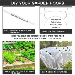 Conjunto de rack para plantas de estufa, conjunto de haste de fibra dobrável para jardim, suporte de cobertura de arco de túnel para prevenção de insetos vegetais, suporte de rede - Image 6