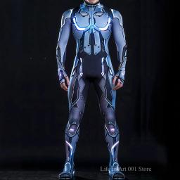 Cyberpunk masculino feminino armadura mecânica macacão festa de halloween cosplay steampunk traje festa lutador elástico bodysuits macacão - Image 3