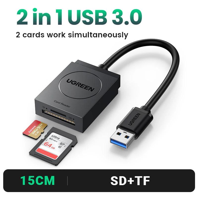 Ugreen leitor de cartão 2-em-1 usb3.0 USB-C otg para sd micro sd tf cartão para computador portátil windows linux cardreader cartão de memória adaptador - Image 1