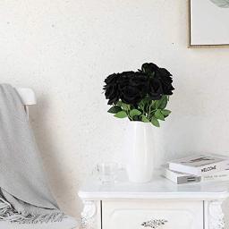 9 pçs flores artificiais seda preto rosa falso preto rosa bouquet para peças centrais mesa de jantar escritório em casa festa de casamento - Image 5