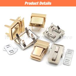 1pc Metal Square Push Lock Turn Pressionado Bloqueio Fecho Fivela para Couro Craft Bolsa Bolsa DIY Hardware Acessórios - Image 5