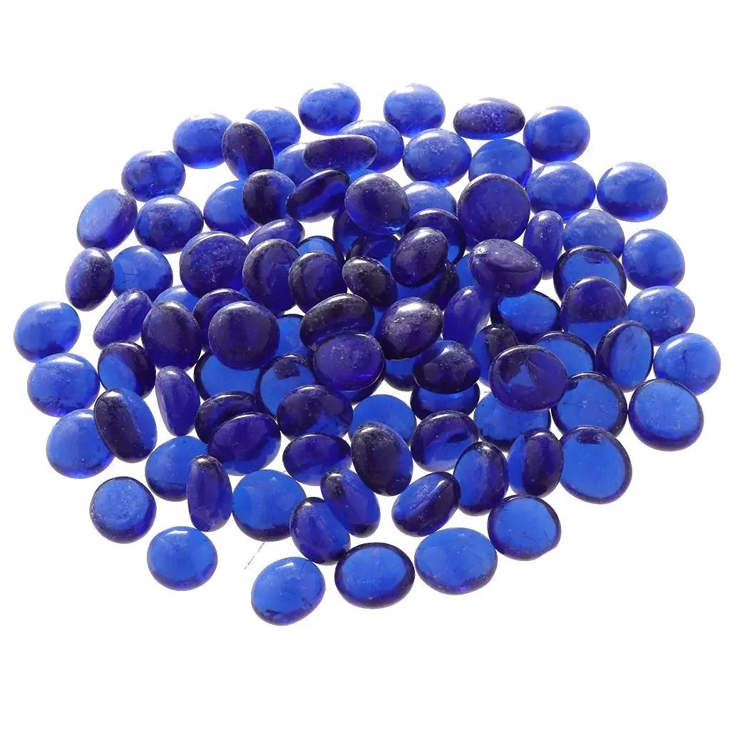 Mármores de vidro premium para aquário, aquário sólido, seixos, enchimento do vaso, grânulos de cristal, mesa scatter, azul escuro, 100pcs - Image 1