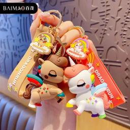 Kawaii PVC Soft Rubber Boneca Chaveiro para Crianças, Unicórnio, Estilo Anime, Saco Chaveiro, Enfeites Acessórios, Brinquedos infantis, Presentes de aniversário - Image 1