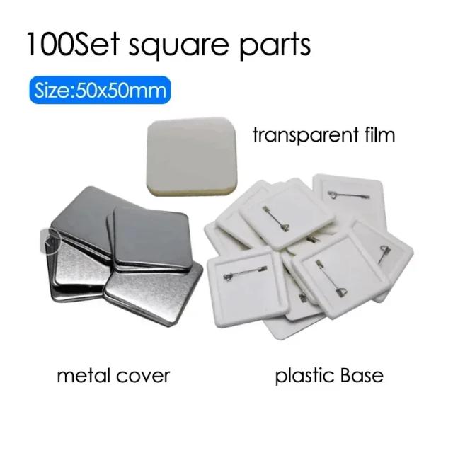 Conjunto com 100 Ímãs de Geladeira Quadrados 50x50mm para Crianças - Materiais DIY para Crachás e Decoração