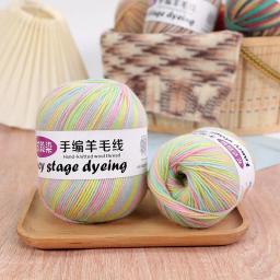 Fios de lã tingidos para camisola de tricô, artesanato tecido à mão, Multicolor macio, fios grossos médios, Crochet DIY, seção extravagante, 50g por rolo - Image 4