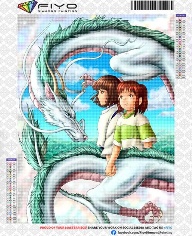 Pintura de Diamante 5D DIY: Mosaico de Anime com Dragão Branco e Menina - Kit Completo para Decoração de Casa em 2023