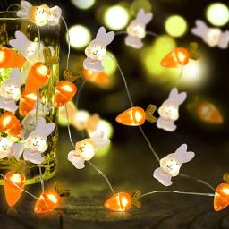 Luzes LED para decoração de Páscoa, coelho cenoura, luz de fadas, presentes para casa, favor de festa, coelho, novo - Image 4