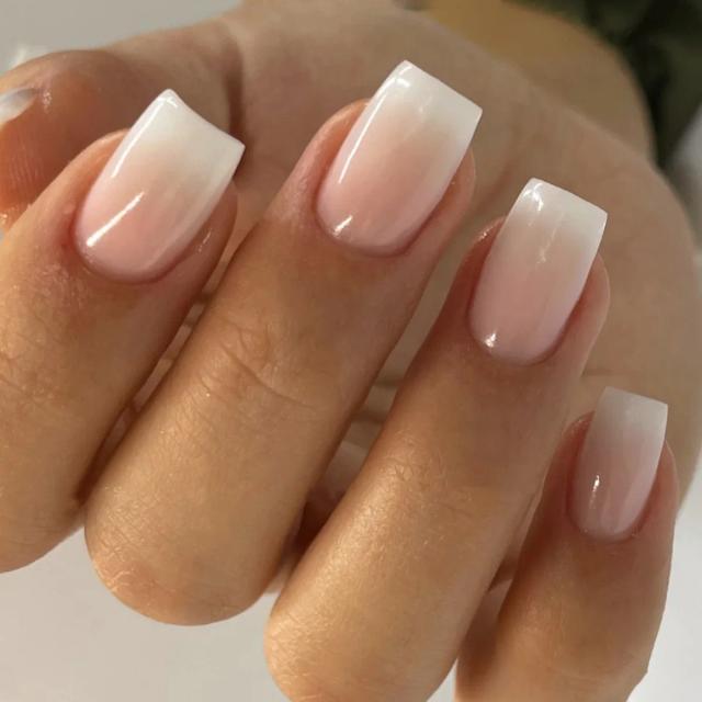 24 pçs oval curto rosa imprensa em unhas simples ombre primavera unhas falsas para doce atrevido legal feminino & menina removível wearable arte do prego