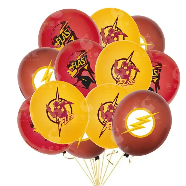 Decoração de Aniversário Temática Super-Herói: Balões, Banner, Pano de Fundo e Cake Topper com 12 Peças Flash e Relâmpago