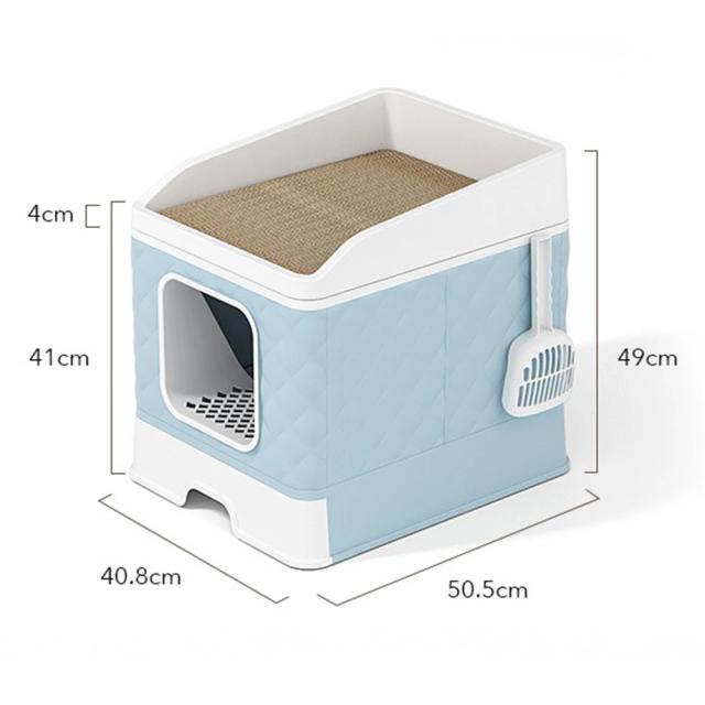 Caixa Dobrável Extra Grande para Animais de Estimação com Gaveta Anti-Salpicos e Scratch Pad