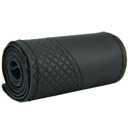 Couro Genuíno Braid Volante Tampa, Camada Superior, Embossing Mão Ponto, Acessórios Interior Do Carro, 15" - Image 3