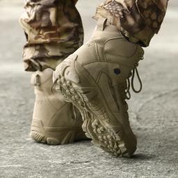 2024 moda masculina botas de combate no deserto ao ar livre sapatos de caminhada de couro homens caça trabalho botas de segurança botas curtas botas de tornozelo - Image 6